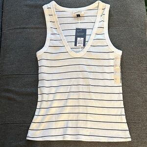 Universal Thread White and Black Striped Tank Top